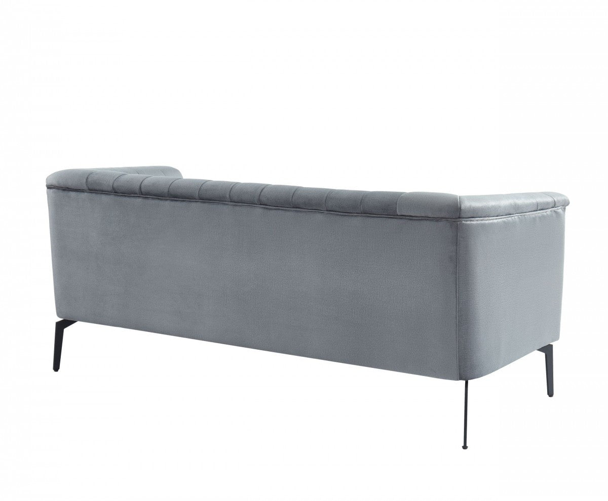 76" Grey And Silver Standard Sofa
