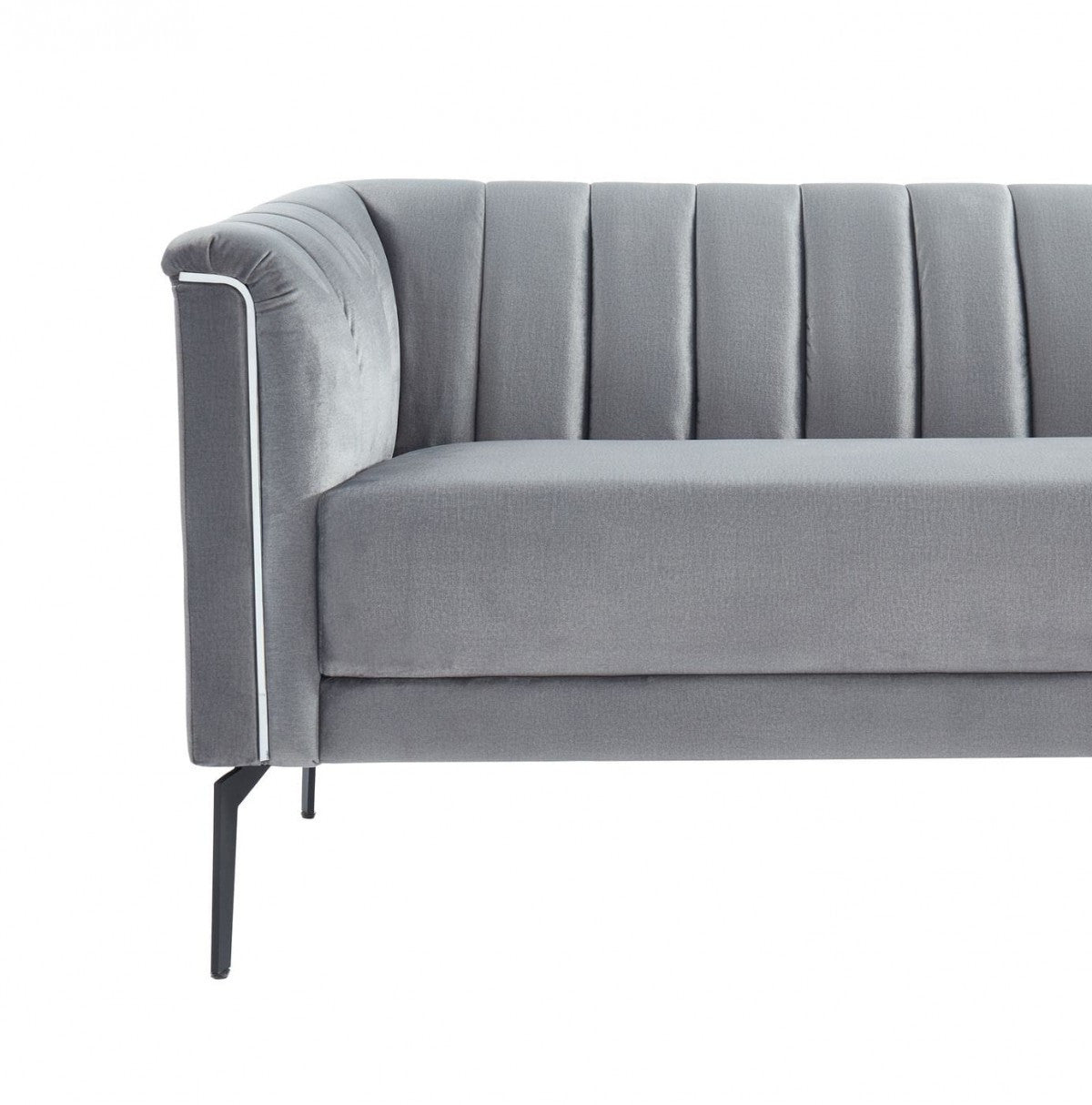 76" Grey And Silver Standard Sofa