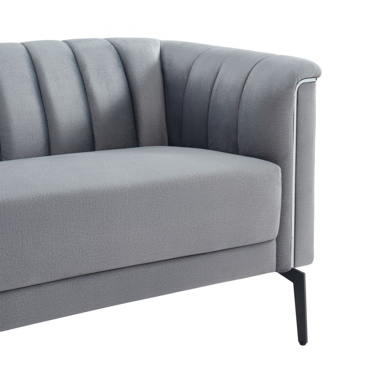 76" Grey And Silver Standard Sofa