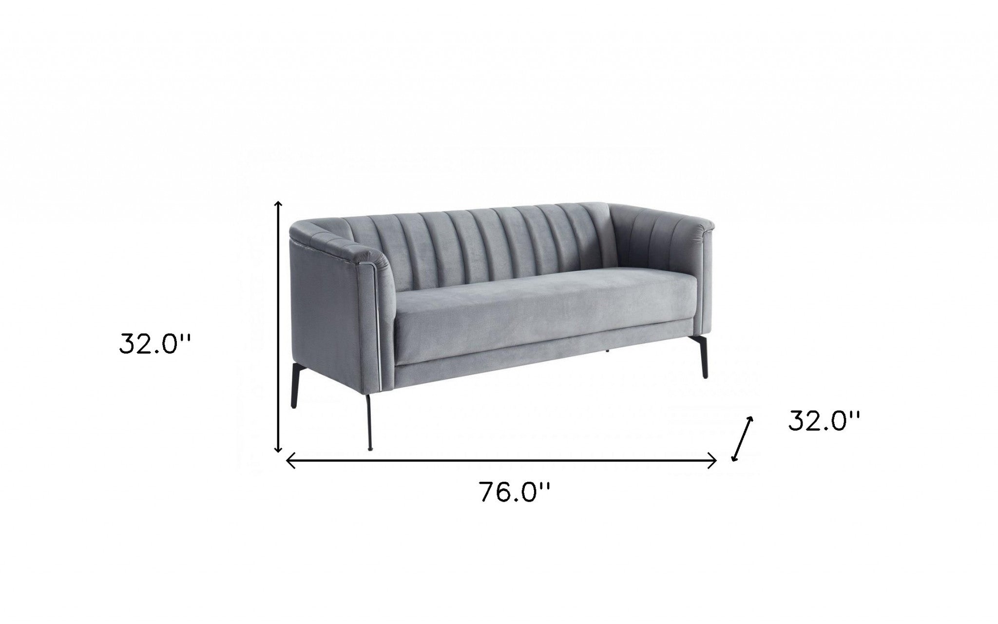 76" Grey And Silver Standard Sofa