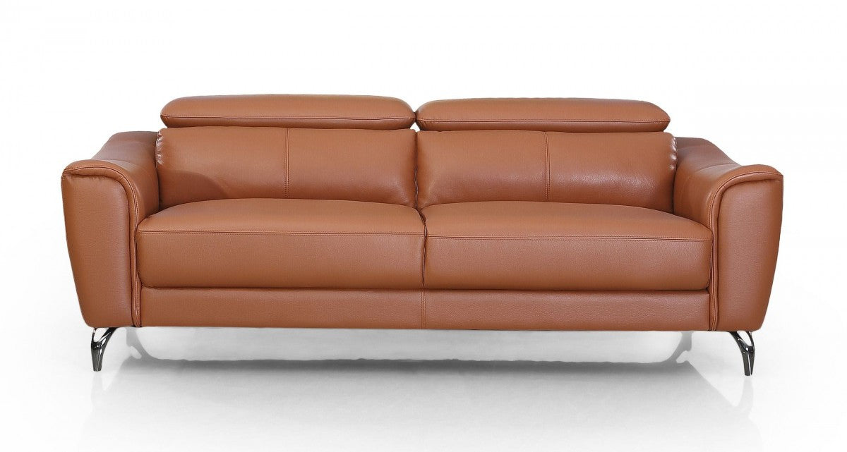 Urban 80" Brown Leather Adjustable Headrest Sofa