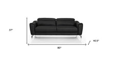 Urban Black Leather Adjustable Headrest Sofa 80