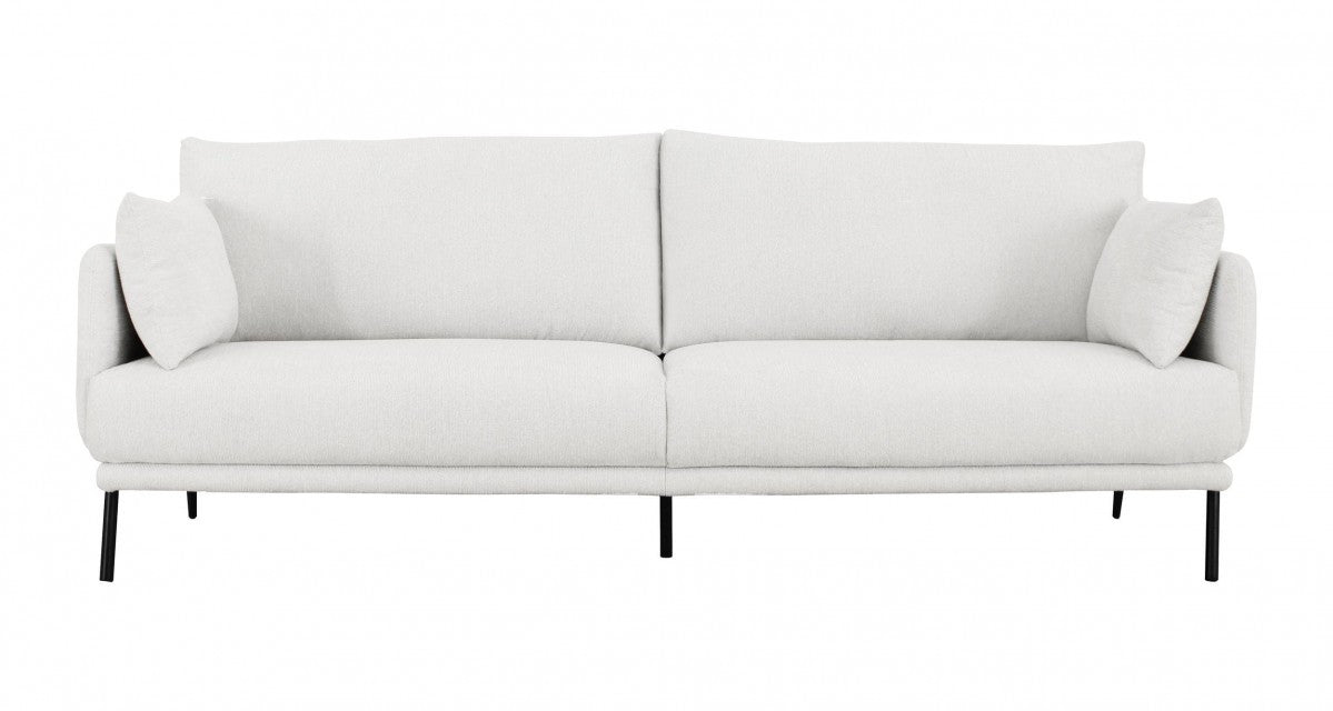 Modern 85" White and Black Fabric Sofa