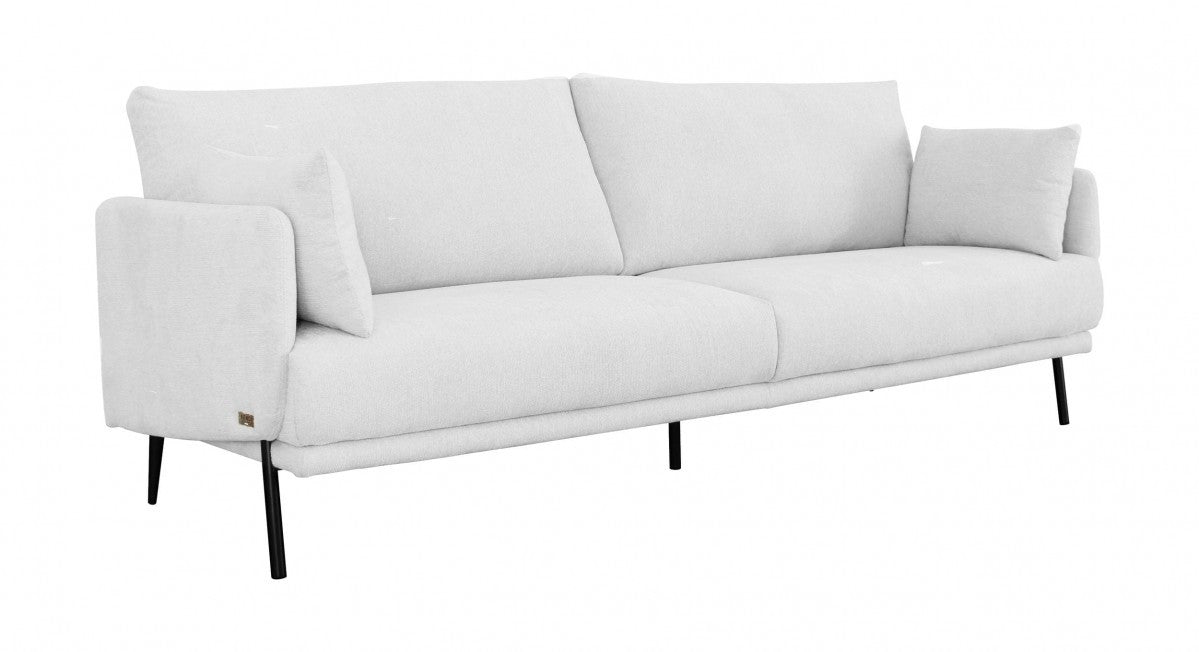 Modern 85" White and Black Fabric Sofa
