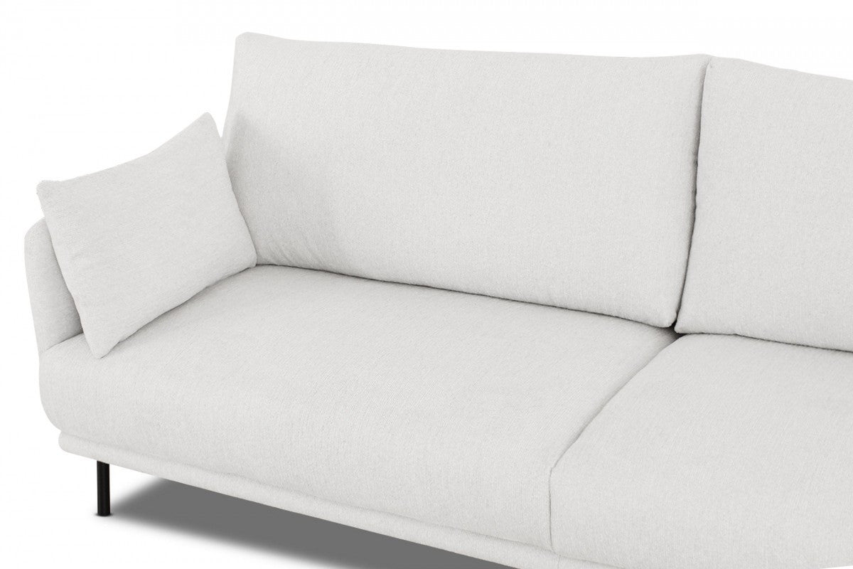 Modern 85" White and Black Fabric Sofa