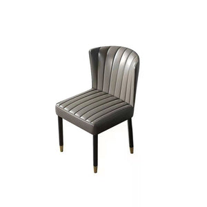 Black Gold and Taupe Gray Faux Leather Solid Back Dining Chair
