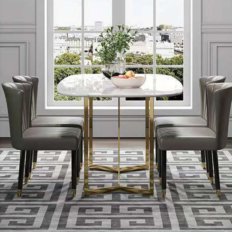 Black Gold and Taupe Gray Faux Leather Solid Back Dining Chair