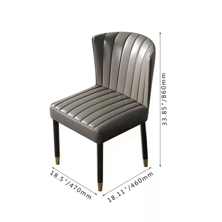 Black Gold and Taupe Gray Faux Leather Solid Back Dining Chair