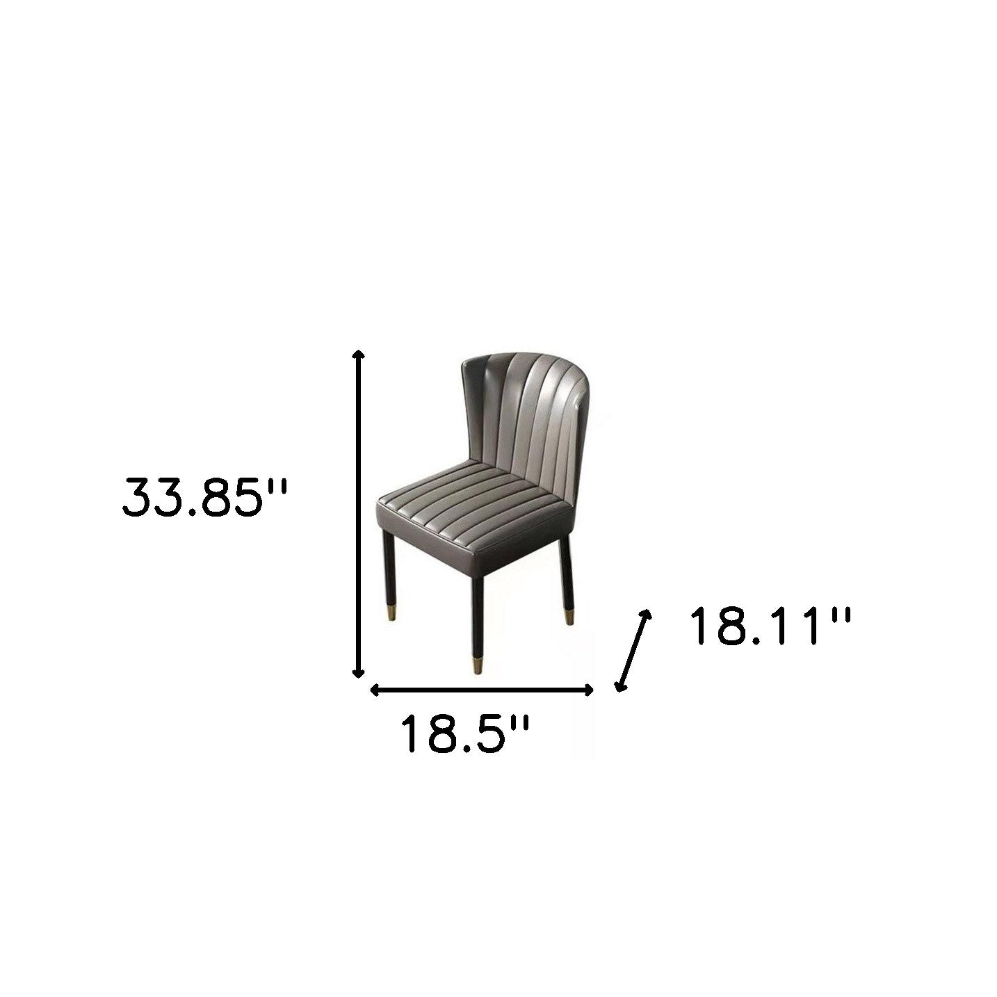 Black Gold and Taupe Gray Faux Leather Solid Back Dining Chair