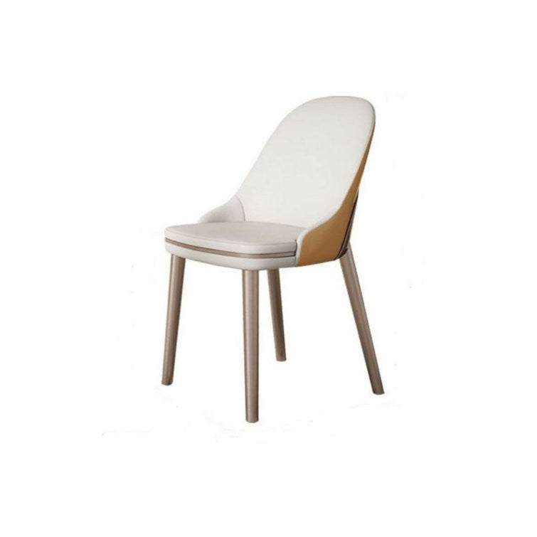 Rose Gold and Ivory Faux Leather Solid Back Dining Chair