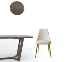 Ivory and Gold Faux Leather Solid Back Dining Chair