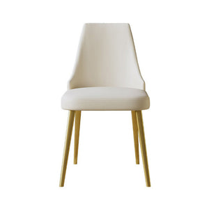 Ivory and Gold Faux Leather Solid Back Dining Chair