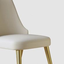 Ivory and Gold Faux Leather Solid Back Dining Chair