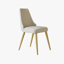 Ivory and Gold Faux Leather Solid Back Dining Chair