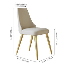 Ivory and Gold Faux Leather Solid Back Dining Chair