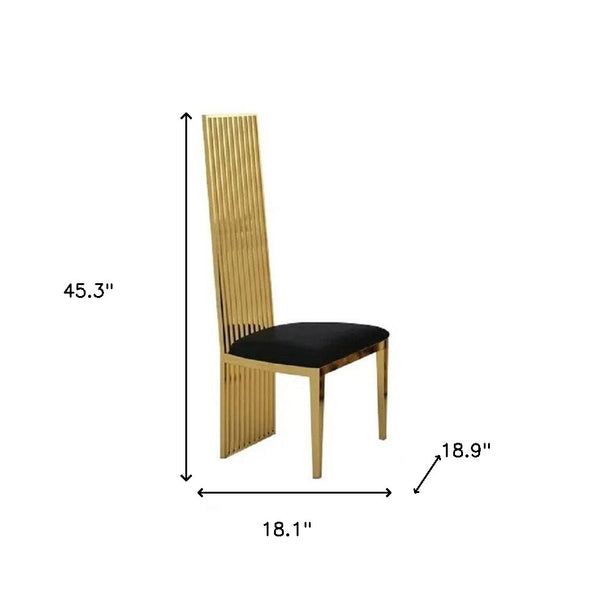 Gold and Black Faux Leather High Back Dining Chair