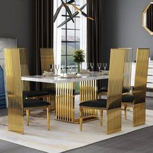 Gold and Black Faux Leather High Back Dining Chair