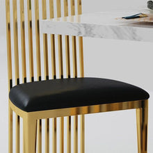 Gold and Black Faux Leather High Back Dining Chair
