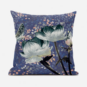 20 英寸 X 20 英寸深綠色和灰色玫瑰和蝴蝶絨面革抱枕