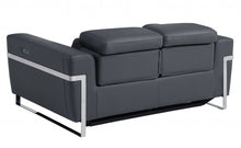 Dark Gray Italian Leather Reclining Love Seat 65