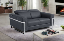 Dark Gray Italian Leather Reclining Love Seat 65