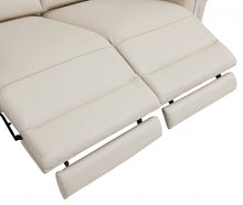 Beige Italian Leather and Stainless Reclining Love Seat 65