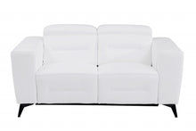White and Chrome Italian Leather Reclining Love Seat 65