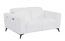 White and Chrome Italian Leather Reclining Love Seat 65