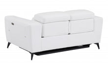 White and Chrome Italian Leather Reclining Love Seat 65