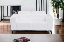 White and Chrome Italian Leather Reclining Love Seat 65