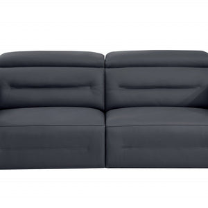 83" Dark Gray Italian Leather and  Black Reclining Sofa