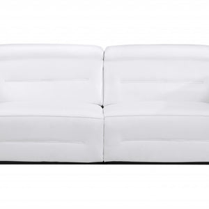 83" White Italian Leather Reclining Sofa