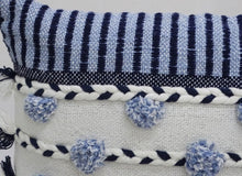 14 英寸 X 20 英寸海軍藍和白色羅紋拉鍊手工棉混紡抱枕帶流蘇