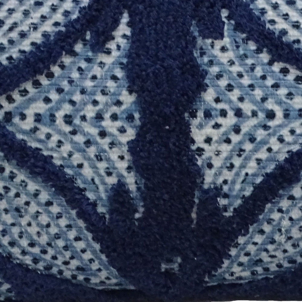 14" X 24" Blue And Light Blue Zippered Cotton Blend Trellis Throw Pillow