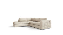 Beige Deco Tufted Italian Leather Modular L Shaped Two Piece Corner Sectional