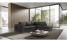 Dark Gray Italian Leather Modular L Shaped Two Piece Corner Sectional