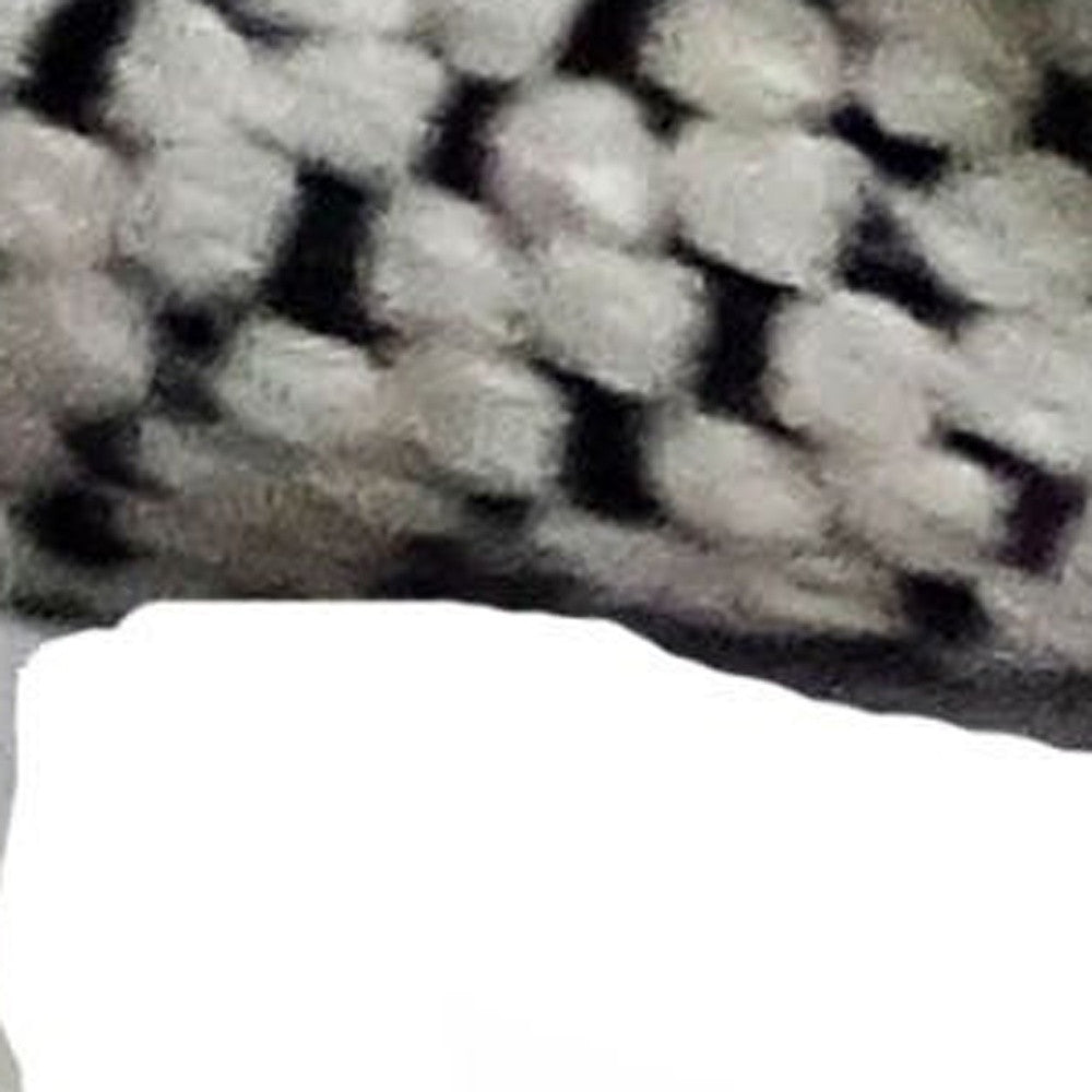 22" X 22" White And Black Zippered Cotton Blend Ribbed Throw Pillow With Tassels