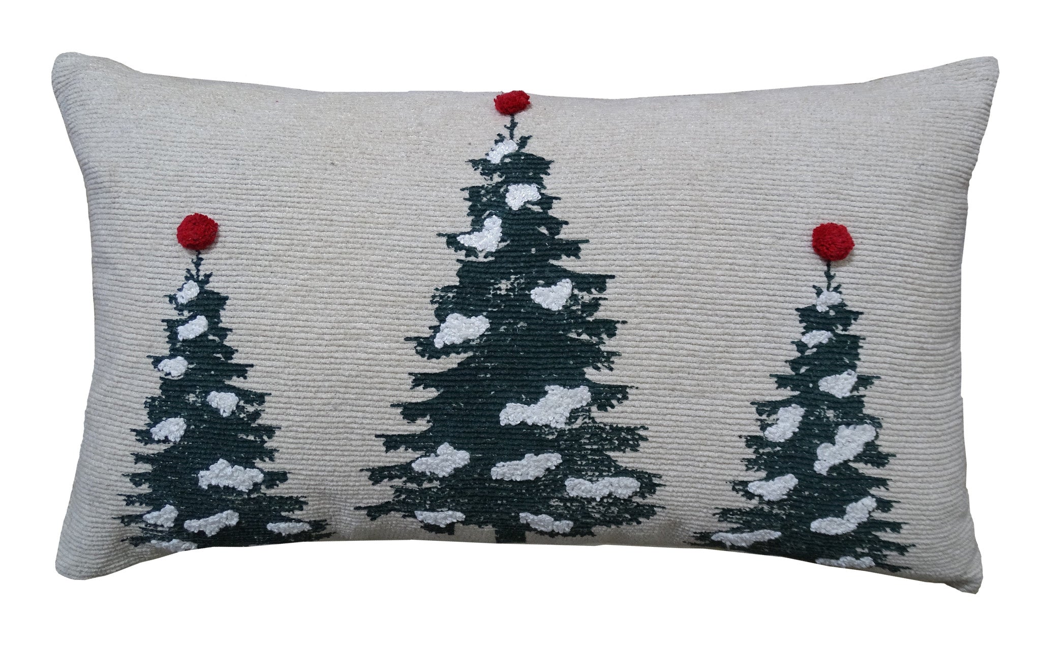 14" X 24" Red And Green Zippered Cotton Blend Christmas Tree Throw Pillow