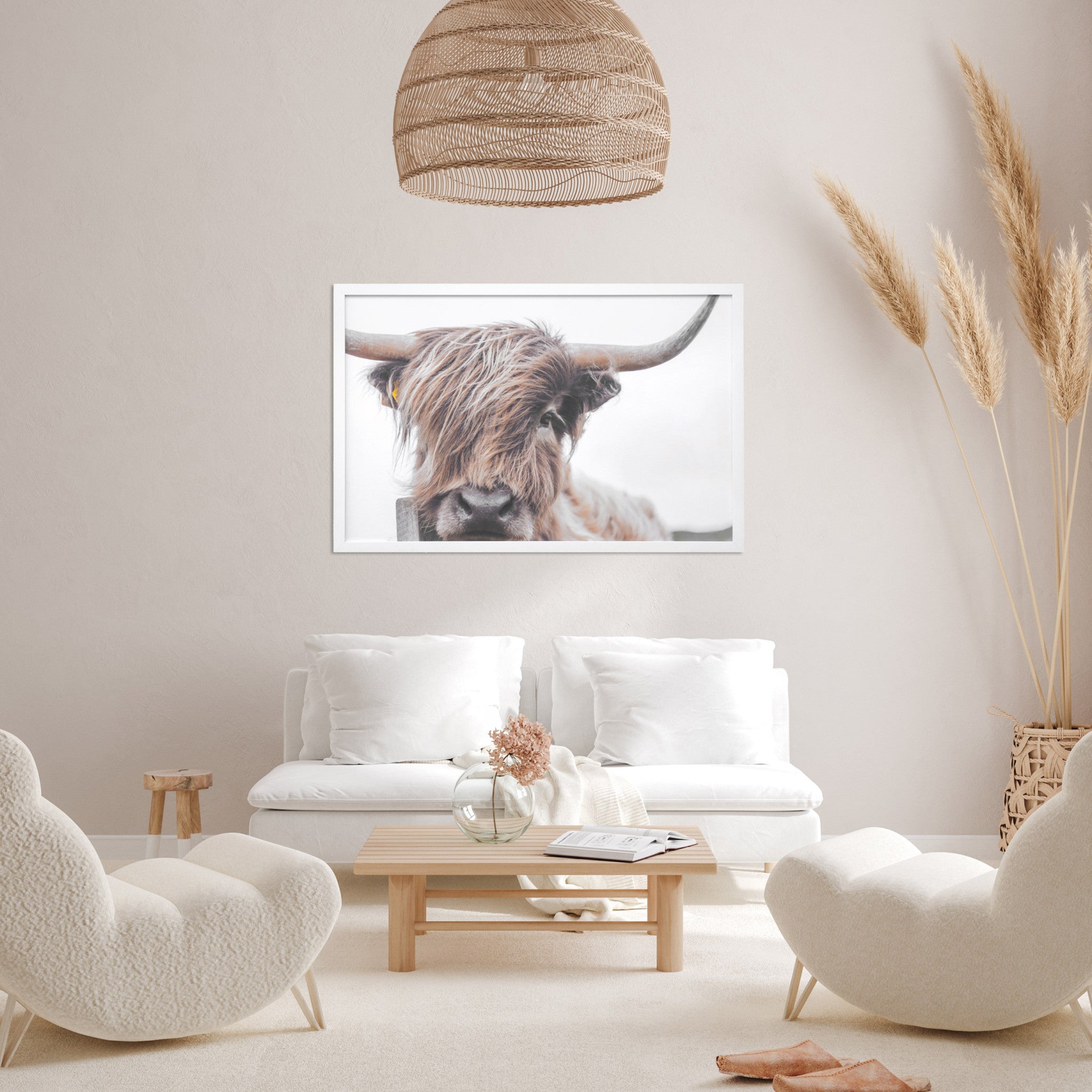 Highland Cow White Picture Frame Photograph Wall Art
