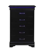 Black Solid Wood Five Drawer Chest with LED Lights 16