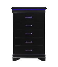 Black Solid Wood Five Drawer Chest with LED Lights 16
