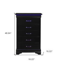 Black Solid Wood Five Drawer Chest with LED Lights 16