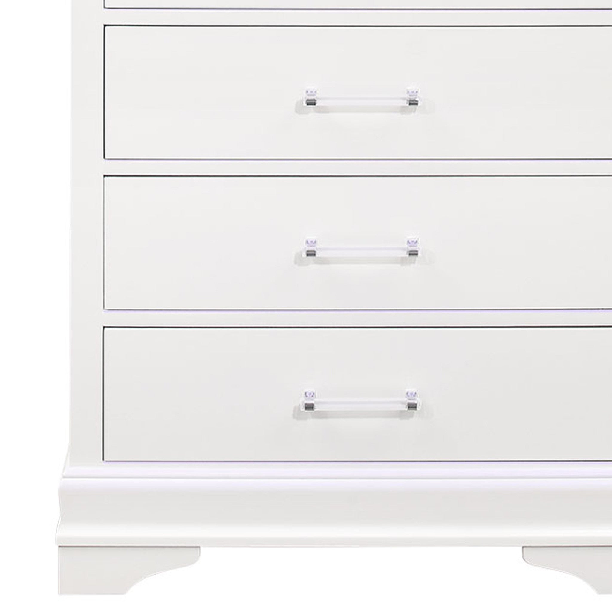 White Solid Wood Five Drawer Chest with LED Lighting 16"