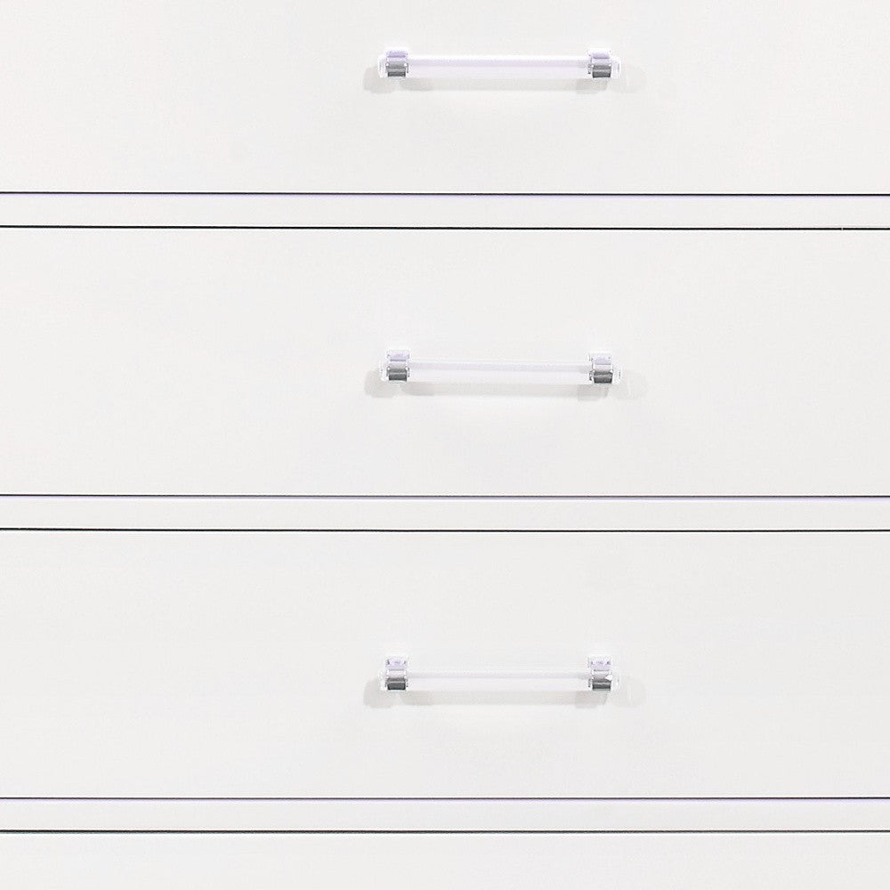 White Solid Wood Five Drawer Chest with LED Lighting 16"