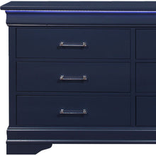 Blue Solid Wood Six Drawer Double Dresser with LED 59