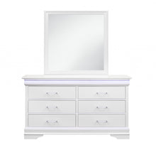 White Solid Wood Six Drawer Double Dresser with LED 59