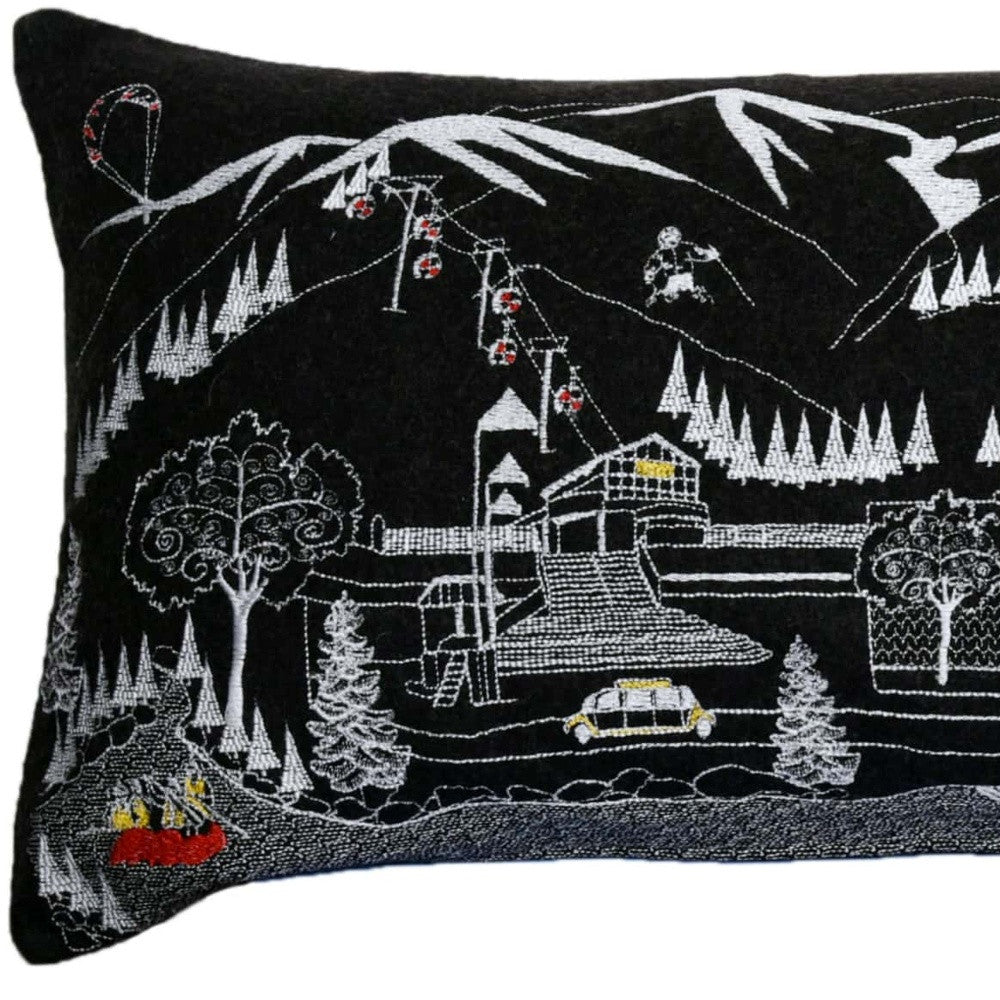 45" Black Aspen Nighttime Skyline Lumbar Decorative Pillow
