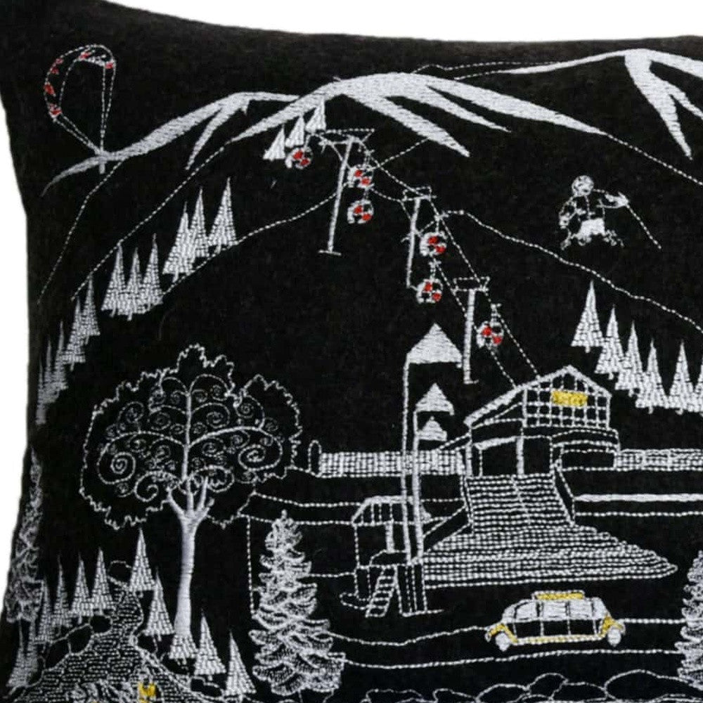 45" Black Aspen Nighttime Skyline Lumbar Decorative Pillow