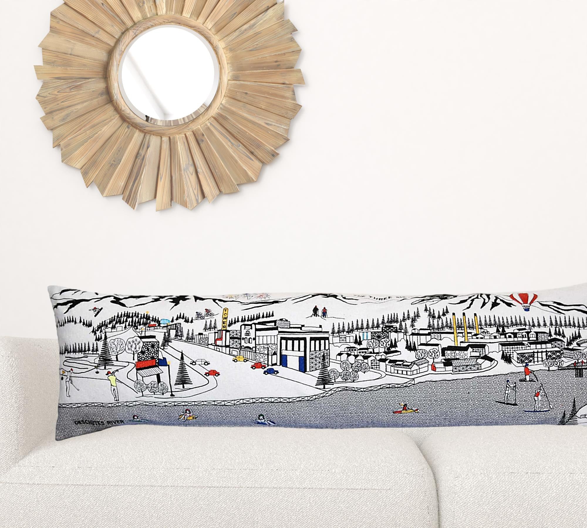 45" White Bend Daylight Skyline Lumbar Decorative Pillow