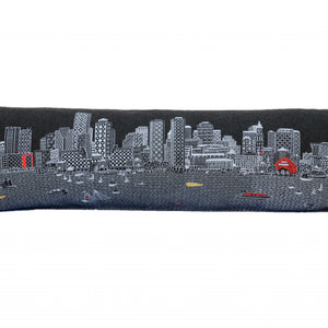 45" Black Boston Nighttime Skyline Lumbar Decorative Pillow